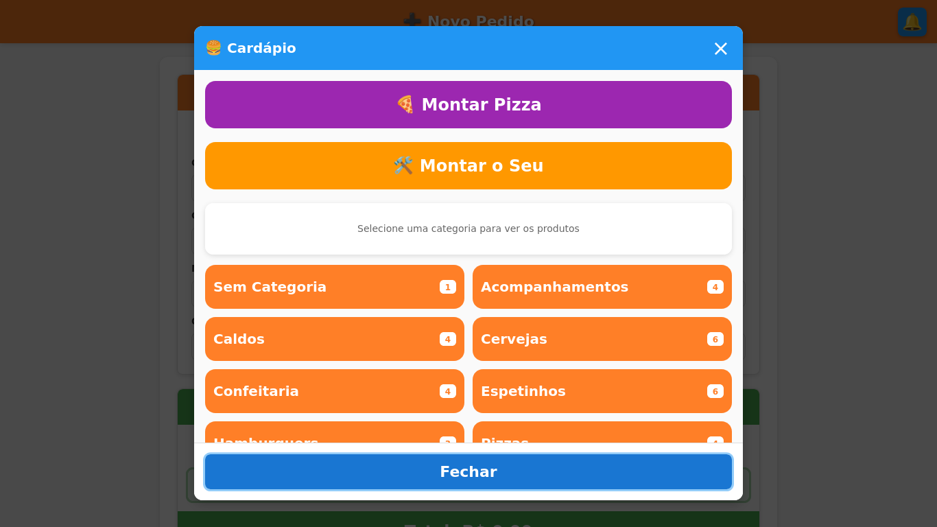 PDV - Cardápio por Categorias - Comanda+