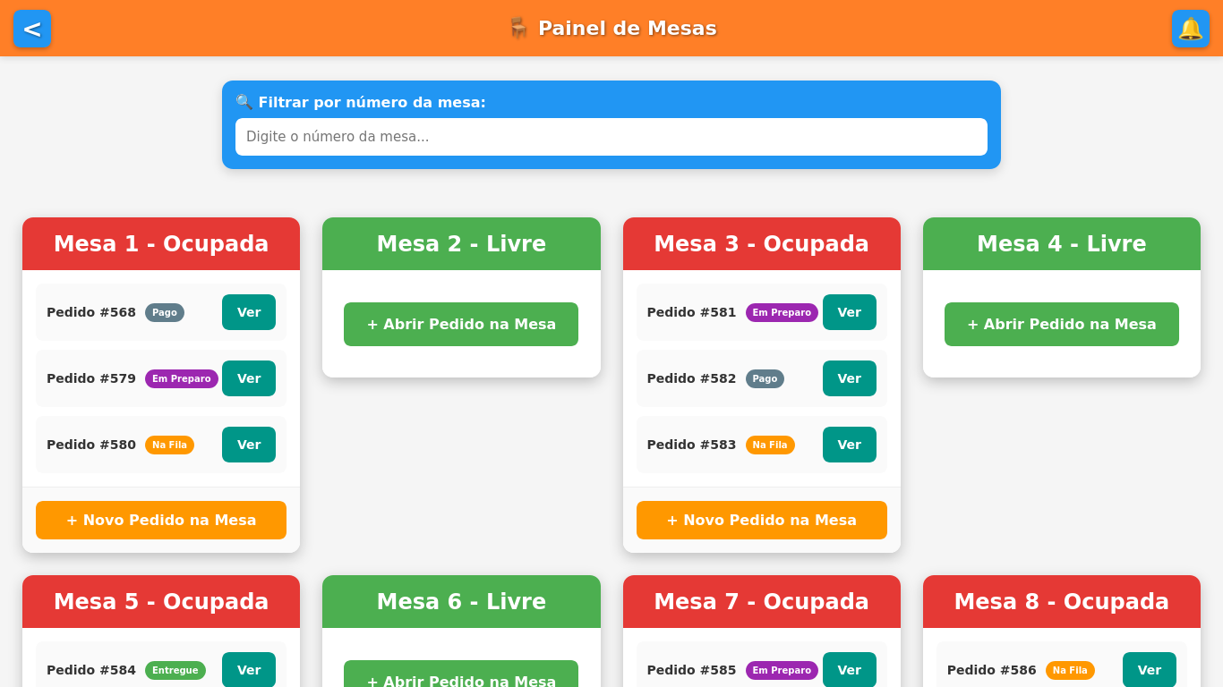 Mesas e Cardápio Digital - Comanda+