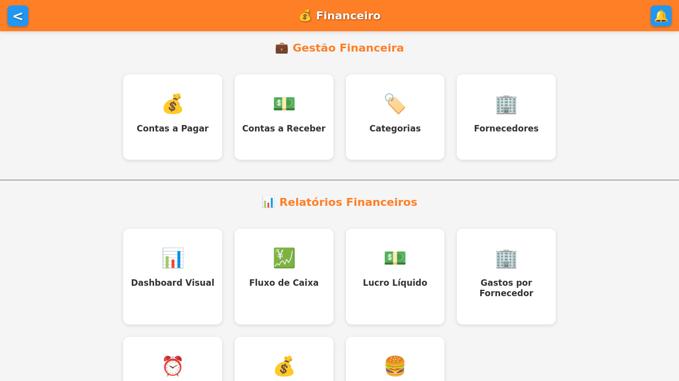 Financeiro - Painel de contas