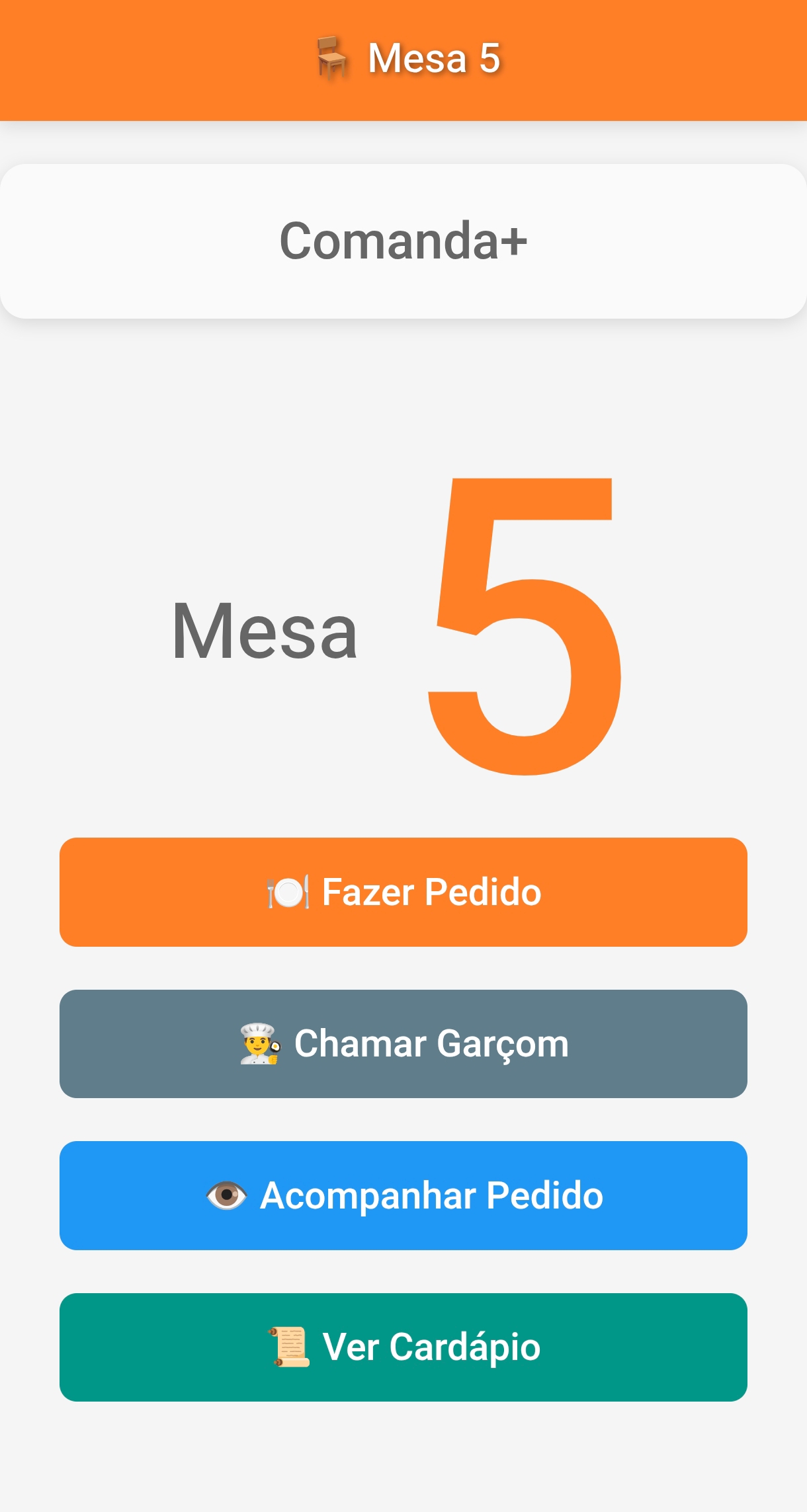 Menu Digital na Mesa (Mobile)