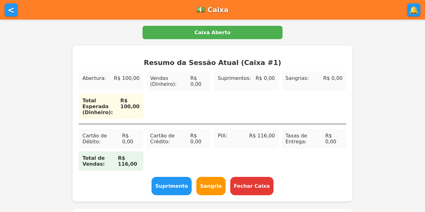 Sessão de caixa - Resumo