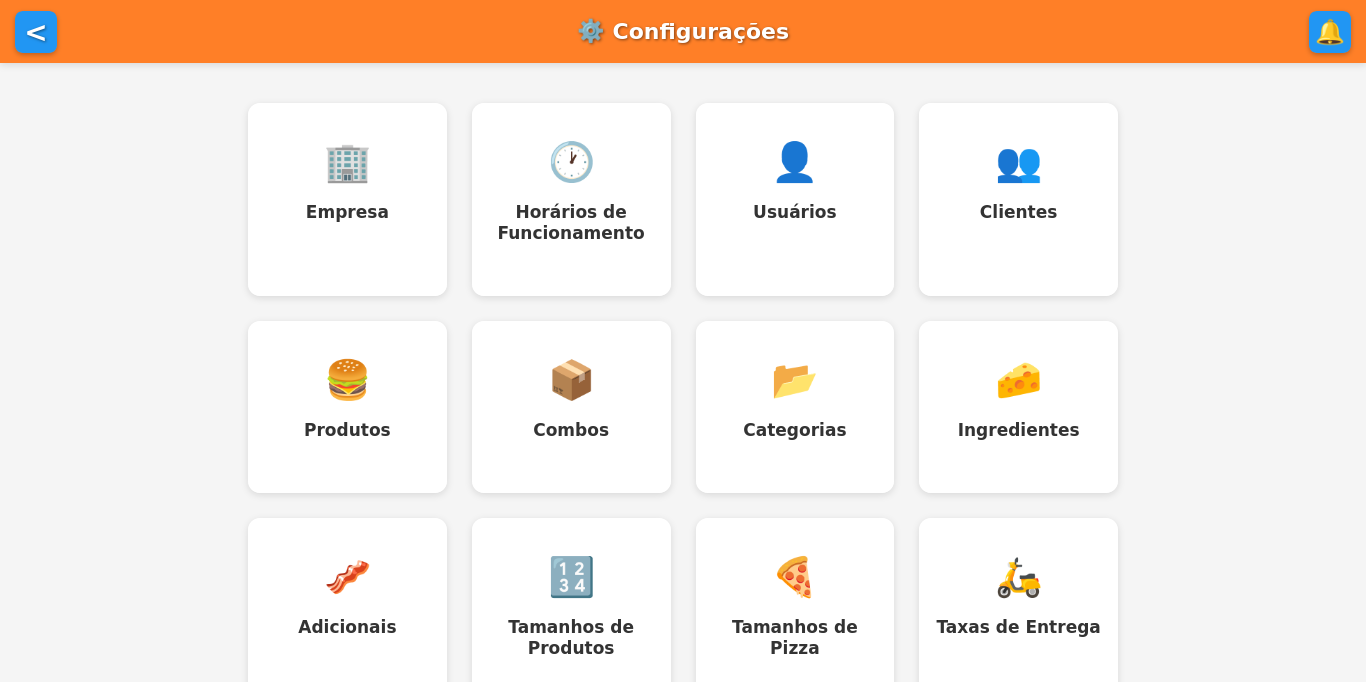 Configurações do Sistema - Comanda+