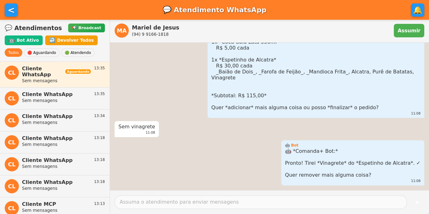 WhatsApp Bot com IA - Comanda+
