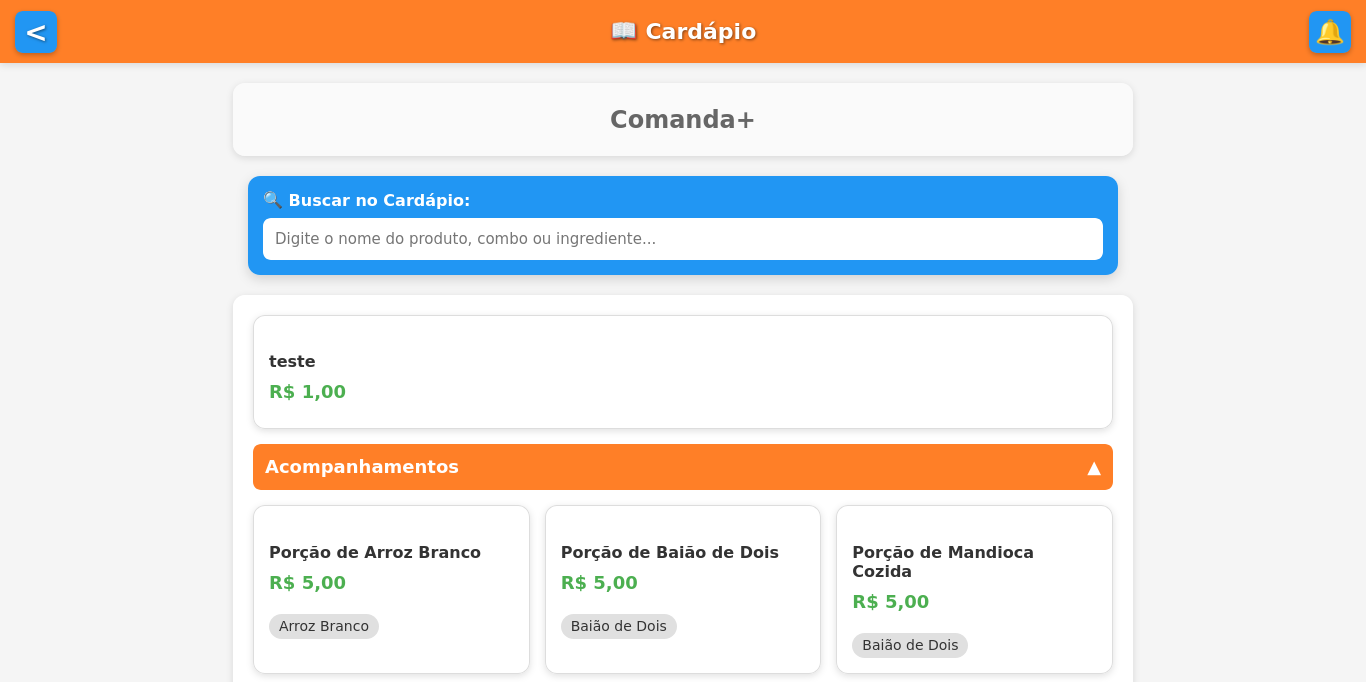 Cardápio digital público