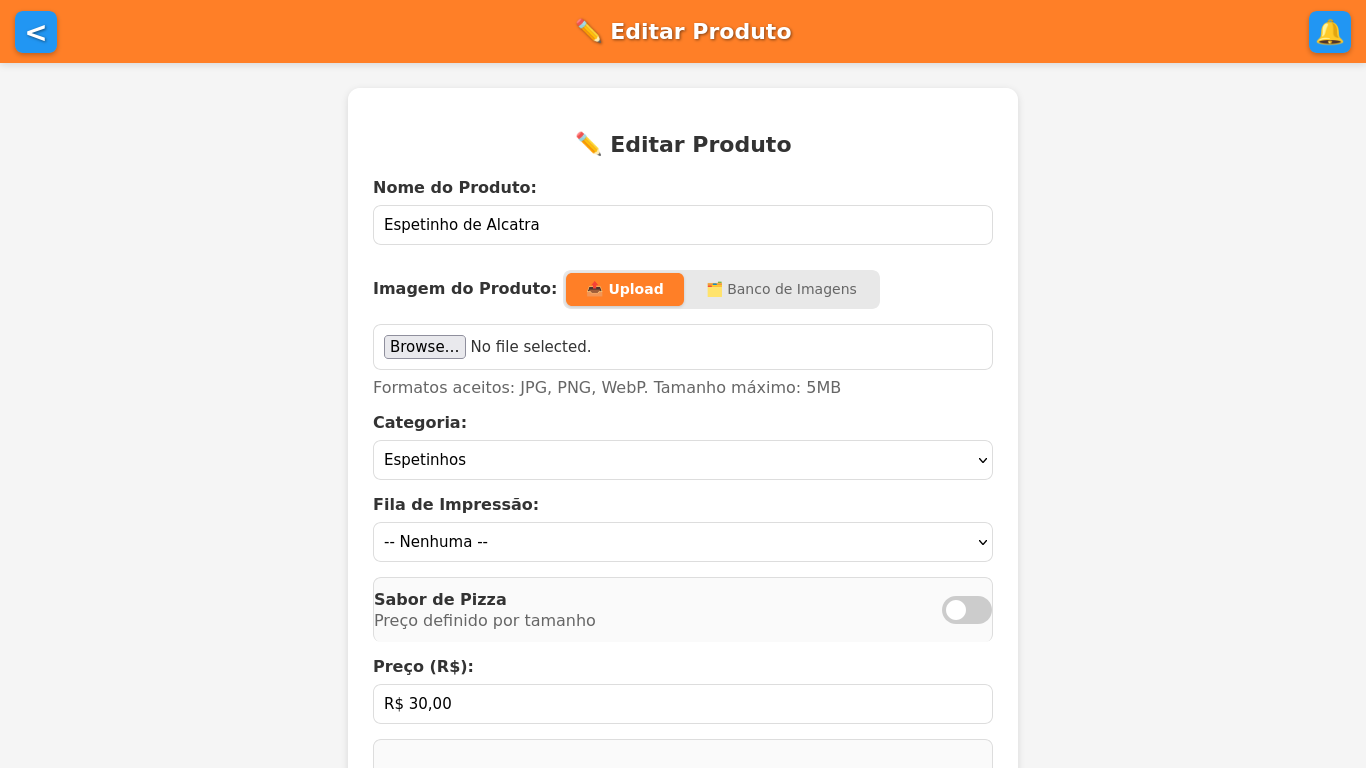 Edição completa de produto